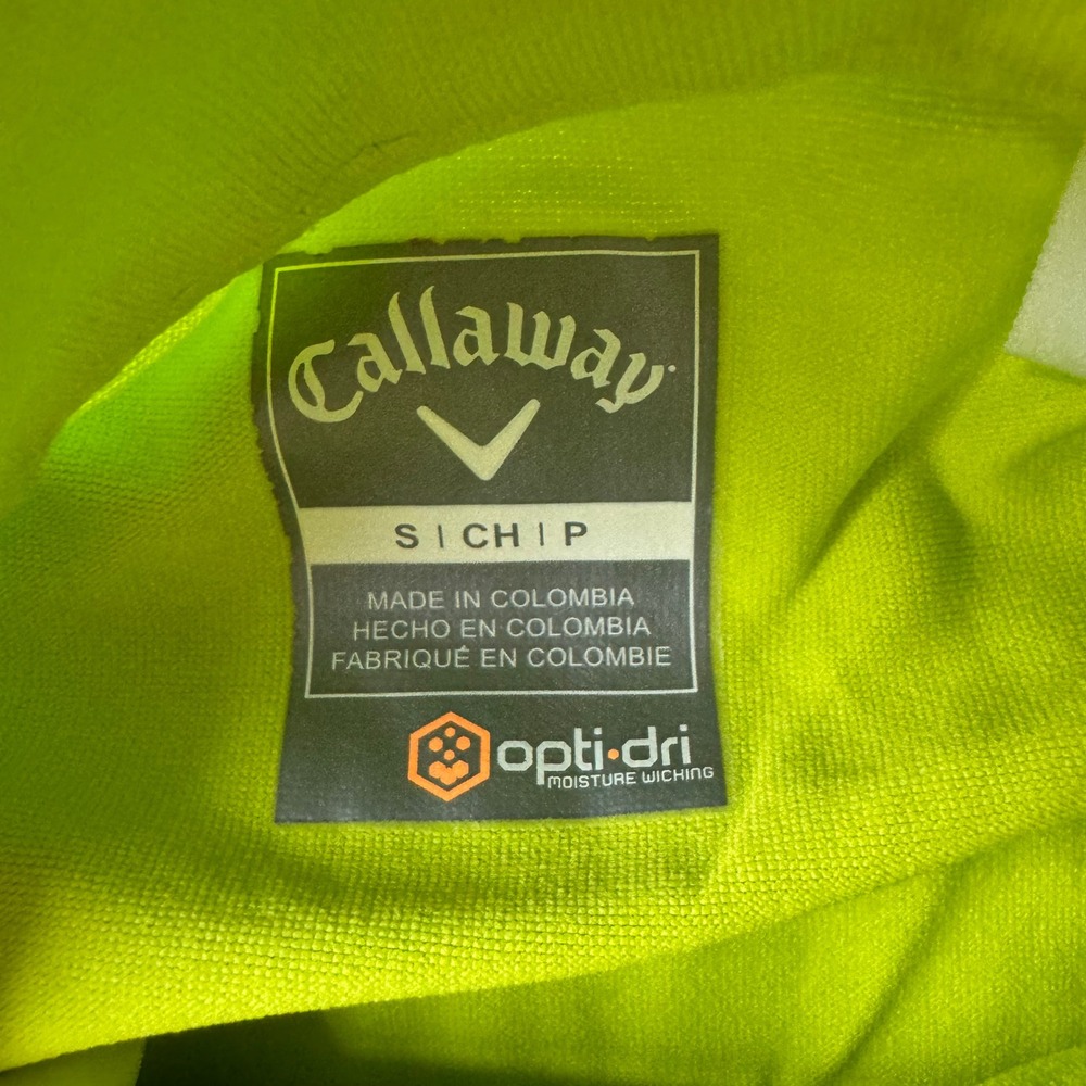 Callaway Opti-Dri Neon Yellow Quarter Zip Pullover S Long Sleeve Golf Top - Picture 3 of 3